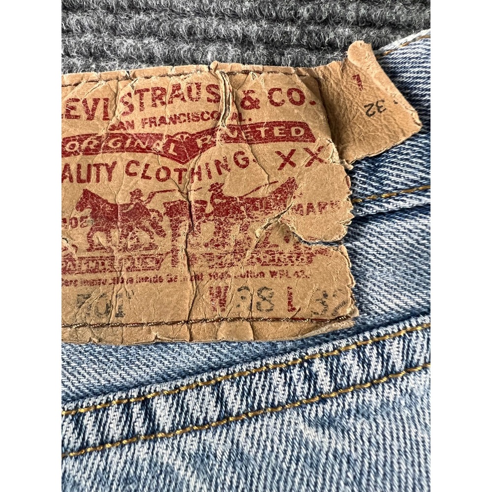 Vintage Levis 501 XX Jeans Mens 32x29 Light Wash USA Distressed Button Fly Denim - Picture 10 of 16